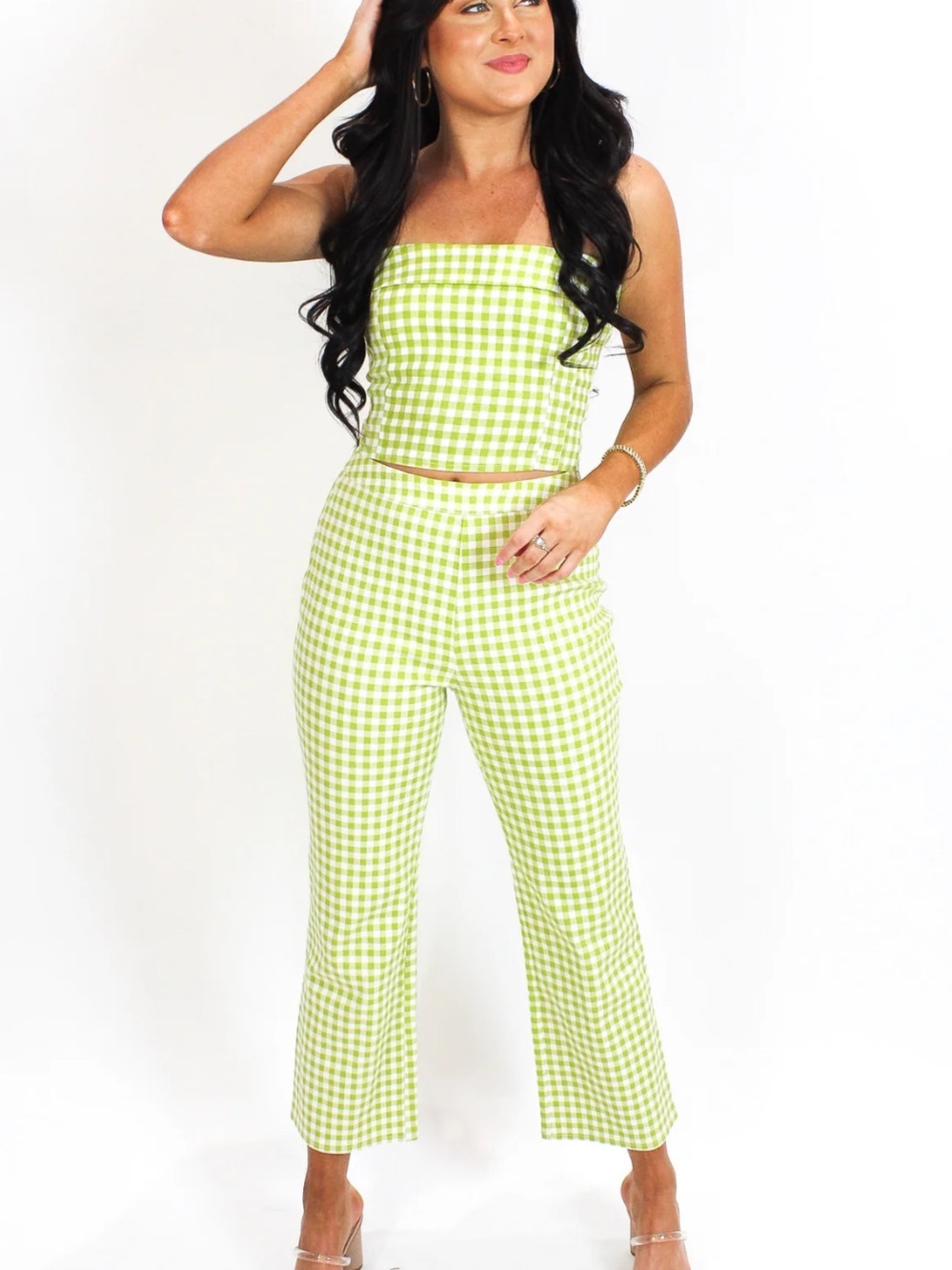Green gingham set size medium